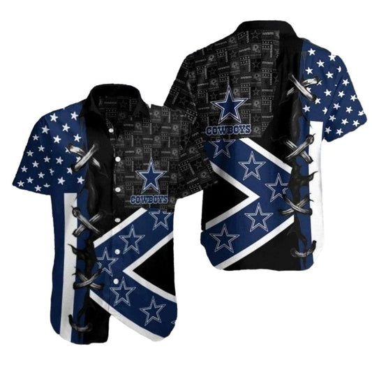 Dallas Cowboys Lone Star Lace Up Design Hawaiian Shirt - Moonbestprint