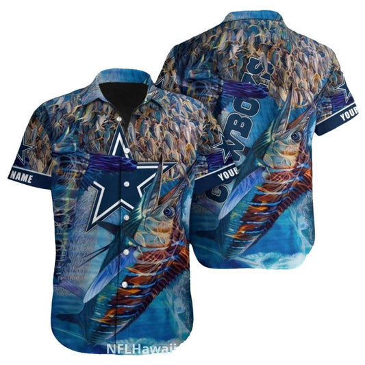 Dallas Cowboys Marlin Fishing Ocean Hawaiian Shirt - Moonbestprint
