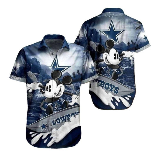 Dallas Cowboys Mickey Surfing Summer 2025 Hawaiian Shirt - Moonbestprint