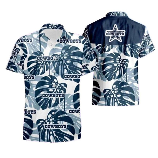 Dallas Cowboys Monochrome Leafy Hawaiian Shirt - Moonbestprint
