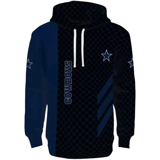 Dallas Cowboys Monogram Pattern Blue AOP Hoodie - Moonbestprint