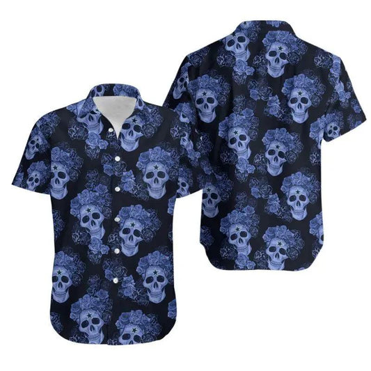 Dallas Cowboys Mystery Skull And Flower Hawaii Shirt Summer Collection, NFL Hawaiian Shirt Moonbestprint