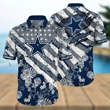 Dallas Cowboys NFL American Flag Football Hawaiian Shirt, NFL Hawaiian Shirt Moonbestprint