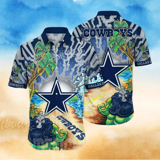 Dallas Cowboys NFL Vacation Vintage Hawaiian Shirt, NFL Hawaiian Shirt Moonbestprint