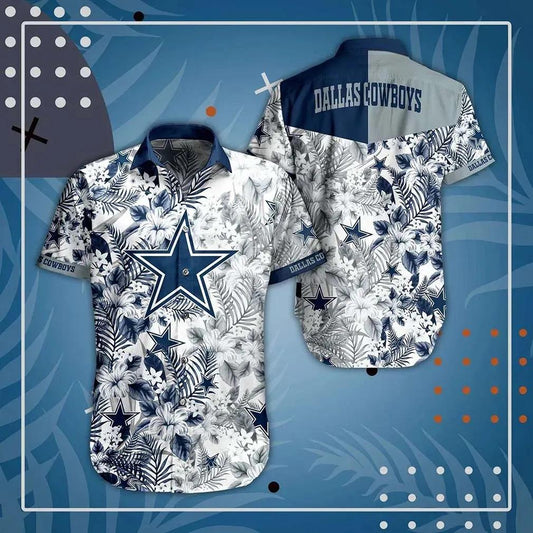 Dallas Cowboys Nfl Beach Shirt Graphic Floral Pattern Print This Summer Hawaiian Shirt, NFL Hawaiian Shirt Moonbestprint