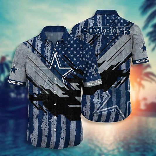 Dallas Cowboys Nfl Football Hawaiian Shirt Short American Flag Print This Summer Best Gift For Fans, NFL Hawaiian Shirt Moonbestprint
