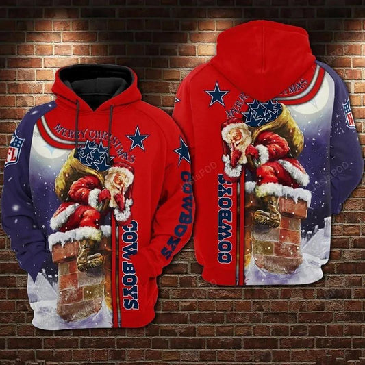 Dallas Cowboys Nfl Football Merry Christmas Red Hoodie, NFL Hoodie Moonbestprint