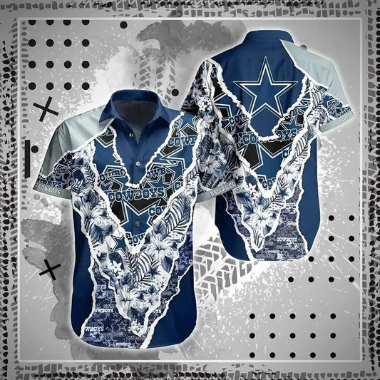Dallas Cowboys Nfl Hawaii Shirt And Short Graphic Floral Pattern This Summer Meaningful Gifts For Fans, NFL Hawaiian Shirt Moonbestprint