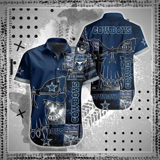 Dallas Cowboys Nfl Hawaiian Sas Skull Printed 3D New Trend Summer For Best Fans, NFL Hawaiian Shirt Moonbestprint