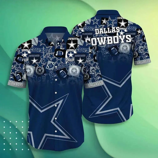 Dallas Cowboys Nfl Hawaiian Sas Trends Summer Short Sleeve Button Down Shirt For Sports Fans, NFL Hawaiian Shirt Moonbestprint