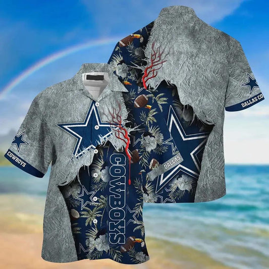 Dallas Cowboys Nfl Hawaiian Sas Tropical Print Sumer Best Gift For Fans, NFL Hawaiian Shirt Moonbestprint