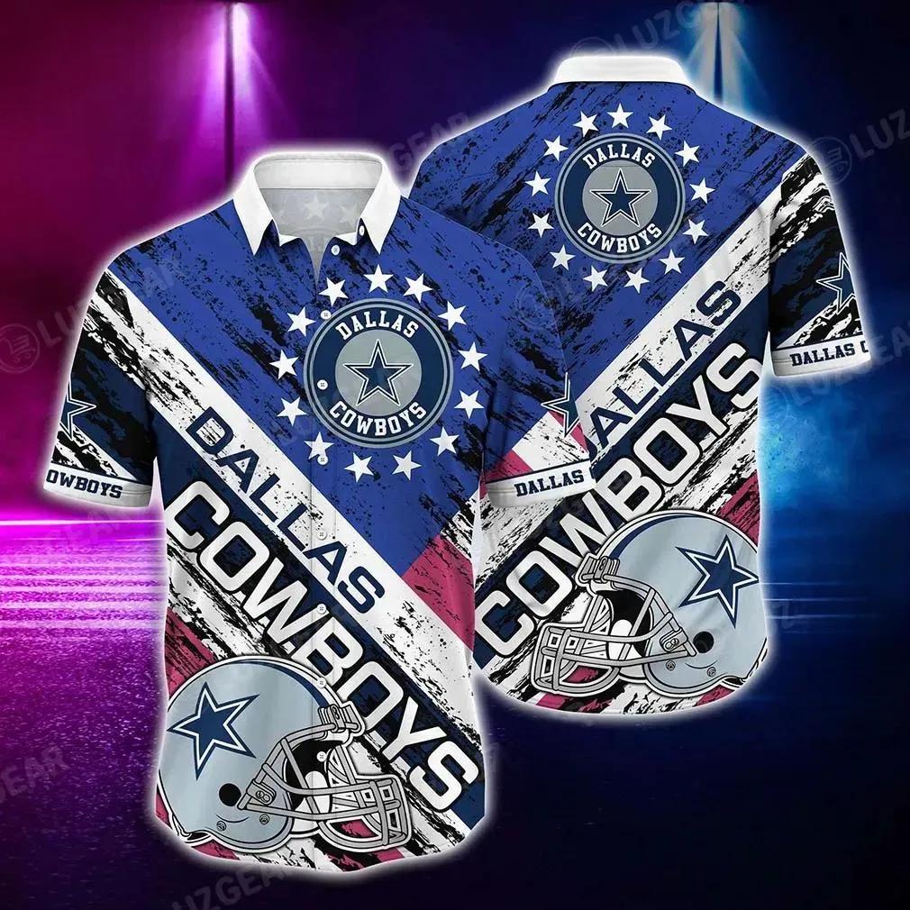 Dallas Cowboys Nfl Hawaiian Shirt Graphic American Flag 3D Printed Short Shirt Best Gift For Fans, NFL Hawaiian Shirt Moonbestprint