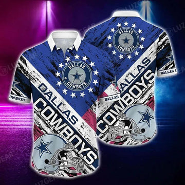 Dallas Cowboys Nfl Hawaiian Shirt Graphic American Flag 3D Printed Short Shirt Best Gift For Fans, NFL Hawaiian Shirt Moonbestprint