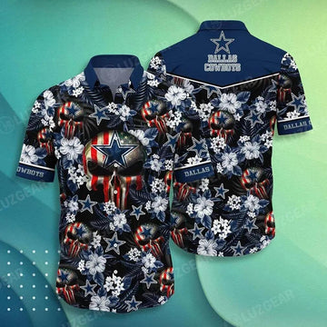 Dallas Cowboys Nfl Hawaiian Shirt Skull Punisher Printed 3D New Trend Summer For Your Loved Ones, NFL Hawaiian Shirt Moonbestprint
