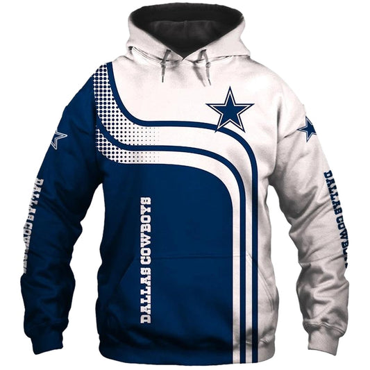 Dallas Cowboys One Way White And Blue AOP Hoodie - Moonbestprint