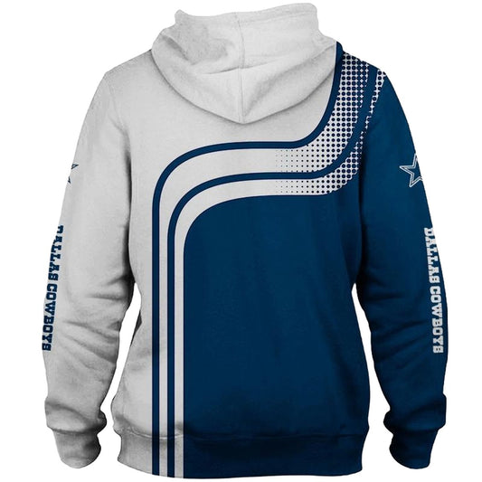 Dallas Cowboys One Way White And Blue AOP Hoodie - Moonbestprint