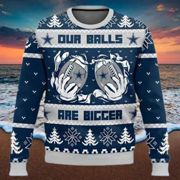 Dallas Cowboys Our Balls Are Bigger Ugly Christmas Sweater, NFL Chritsmas Sweater Moonbestprint
