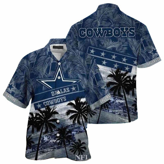 Personalized Dallas Cowboys Palm Shadows Twilight Beach Vibes Hawaiian Shirt - Moonbestprint