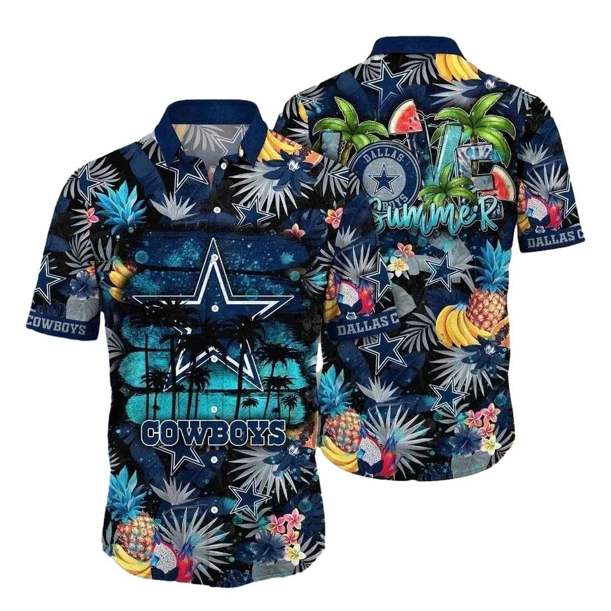 Dallas Cowboys Palm Trees And Star Showers Hawaiian Shirt - Moonbestprint