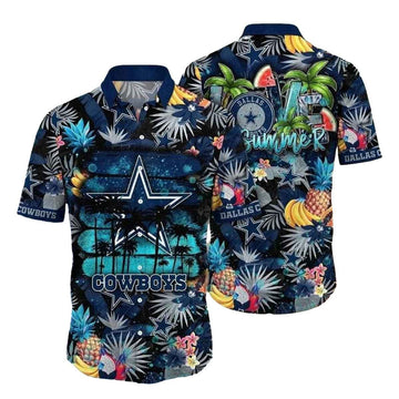 Dallas Cowboys Palm Trees And Star Showers Hawaiian Shirt - Moonbestprint