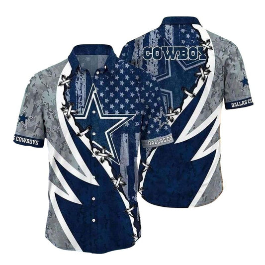 Dallas Cowboys Patriotic American Flag Hawaiian Shirt - Moonbestprint