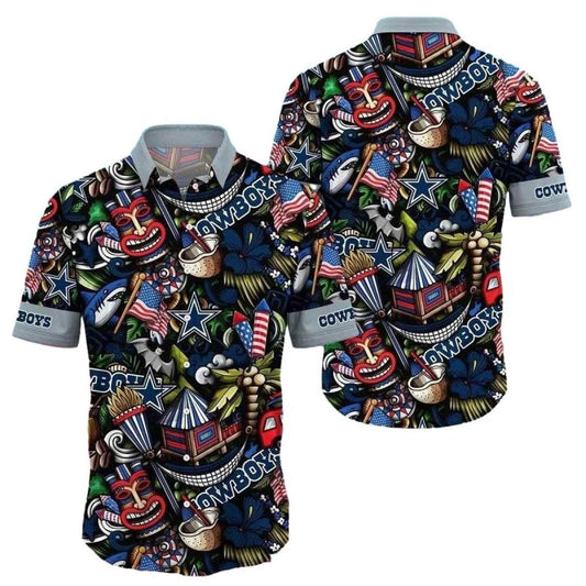 Dallas Cowboys Patriotic Tiki Fiesta Hawaiian Shirt - Moonbestprint