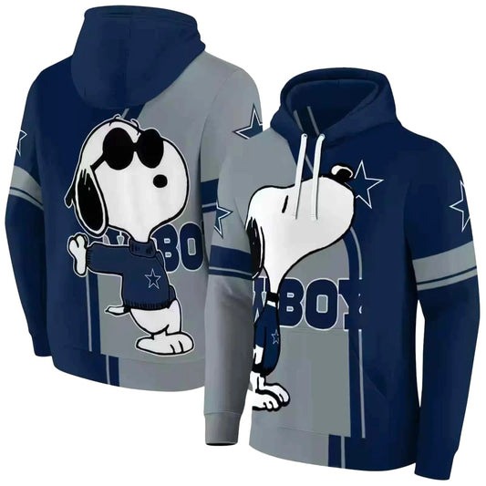 Dallas Cowboys Playful Snoopy Blue AOP Hoodie - Moonbestprint