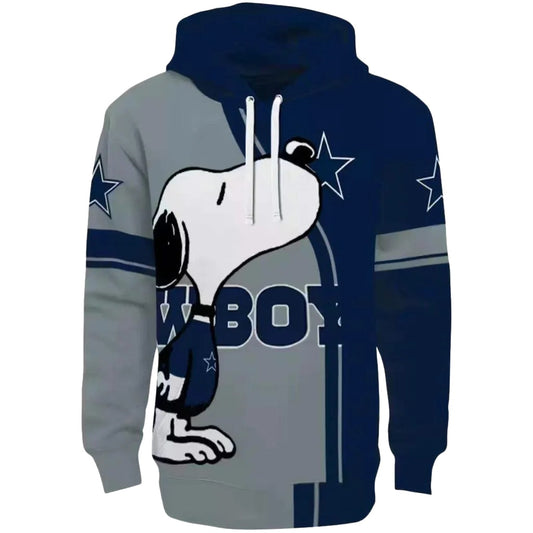 Dallas Cowboys Playful Snoopy Blue AOP Hoodie - Moonbestprint