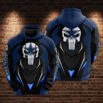Dallas Cowboys Punisher Skull Hoodie, NFL Hoodie Moonbestprint