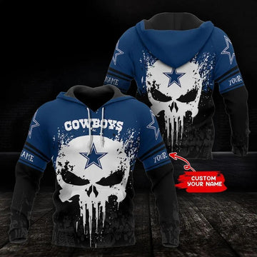 Dallas Cowboys Punisher Skull Personalized 3D Hoodie, NFL Hoodie Moonbestprint