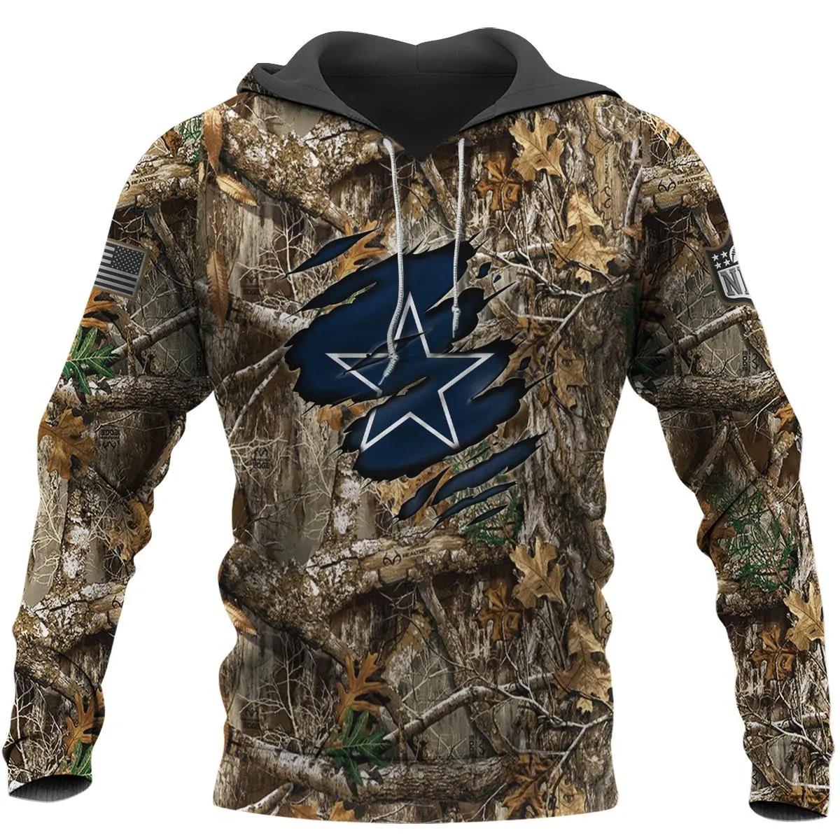 Dallas Cowboys Realtree Hunting Camo 3D Hoodie, NFL Hoodie Moonbestprint
