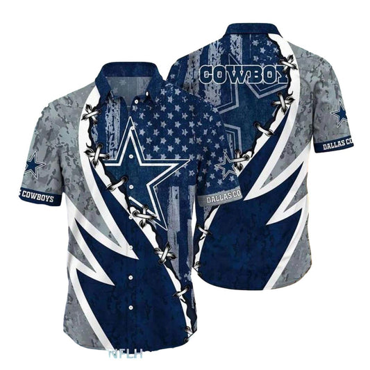 Dallas Cowboys Retro Logo And Lightning Design Hawaiian Shirt - Moonbestprint