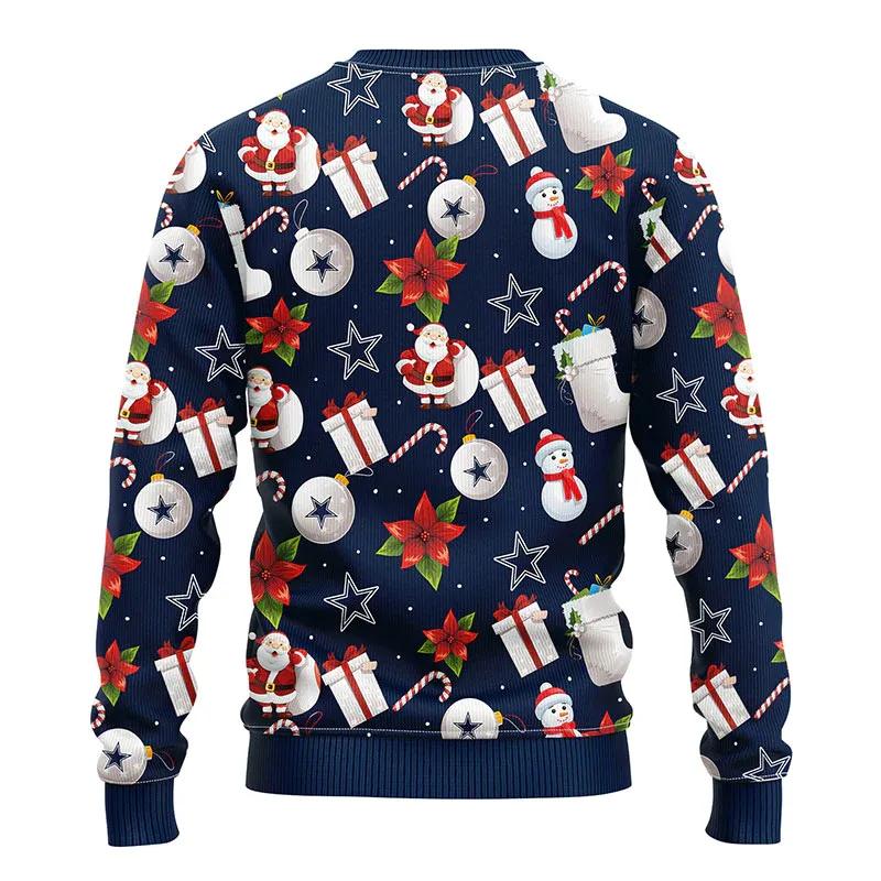 Dallas Cowboys Santa Claus Snowman Christmas Ugly Sweater, Dallas Cowboys Ugly Christmas Sweater Moonbestprint