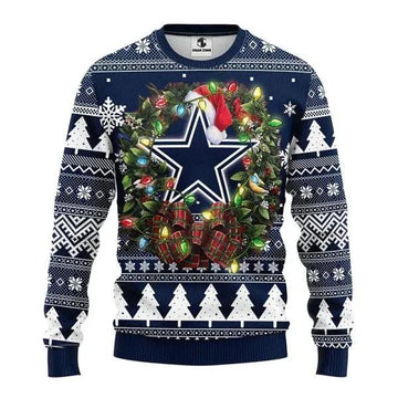 Dallas Cowboys Santa Hat Ugly Christmas Sweater, NFL Christmas Sweater Moonbestprint