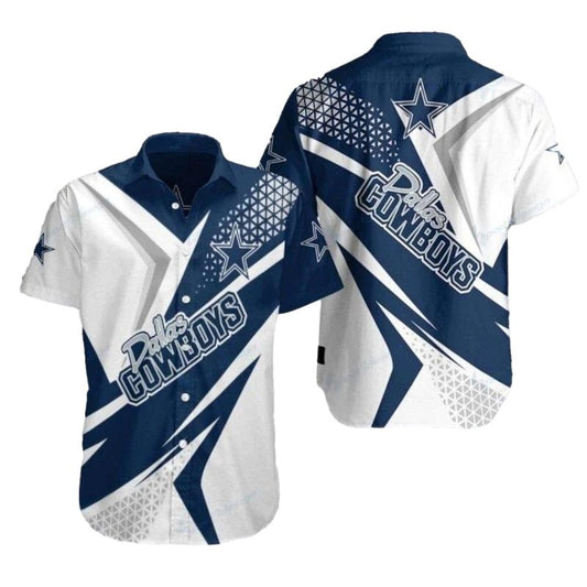 Dallas Cowboys Sharp Stripes Blue And White Hawaiian Shirt - Moonbestprint