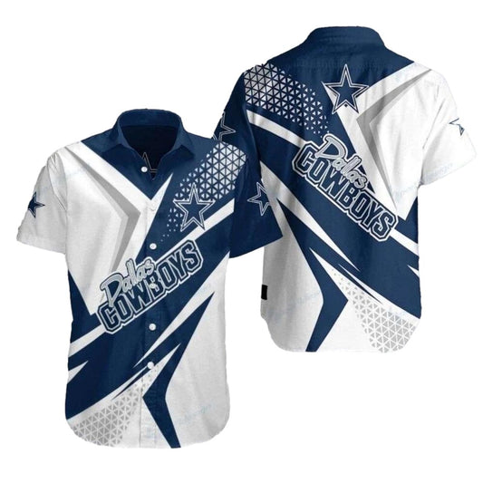 Dallas Cowboys Sharp Stripes Blue And White Hawaiian Shirt - Moonbestprint
