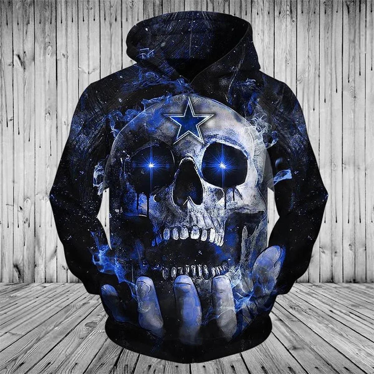 Dallas Cowboys Skull 3D Hoodie 1, NFL Hoodie Moonbestprint