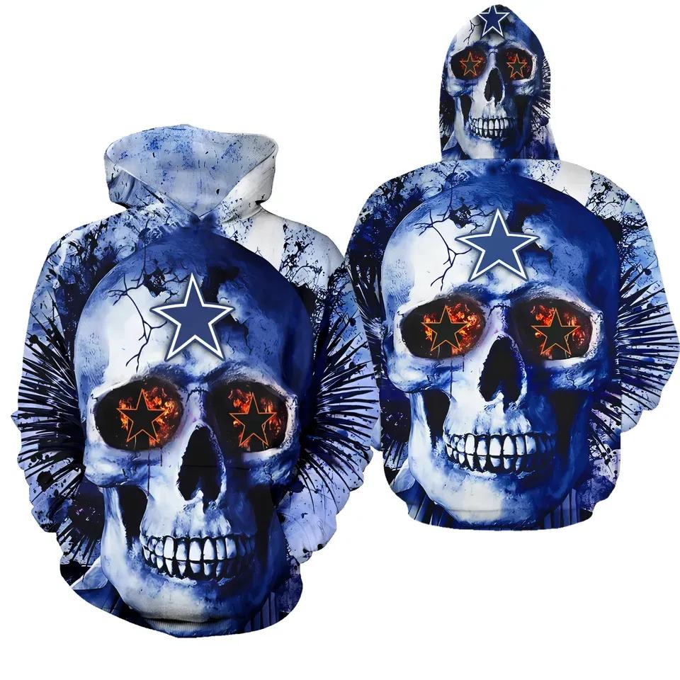 Dallas Cowboys Skull 3D Hoodie, NFL Hoodie Moonbestprint