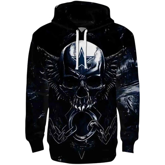 Dallas Cowboys Skull Artwork Blue Black AOP Hoodie - Moonbestprint