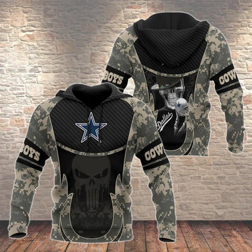 Dallas Cowboys Skull Camo 3D Hoodie, NFL Hoodie Moonbestprint