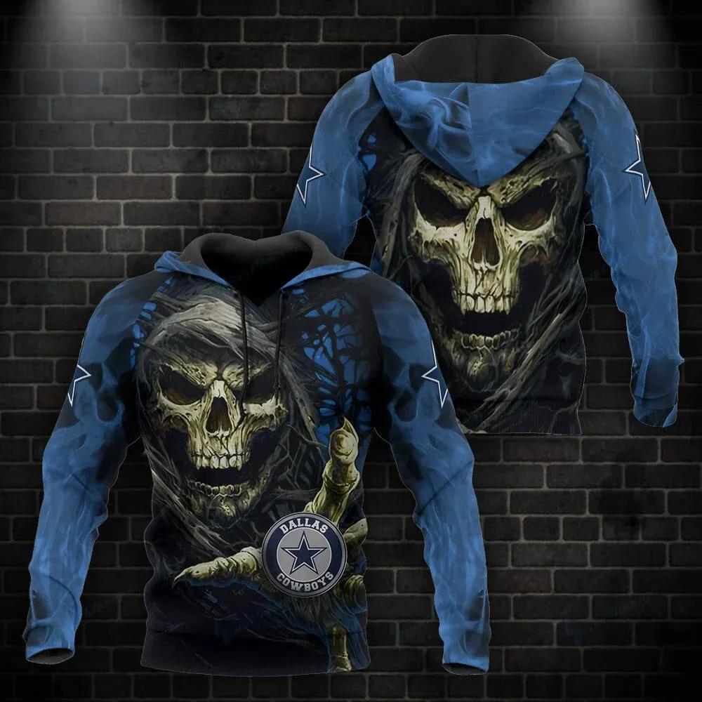 Dallas Cowboys Skull Death 3D Hoodie, NFL Hoodie Moonbestprint