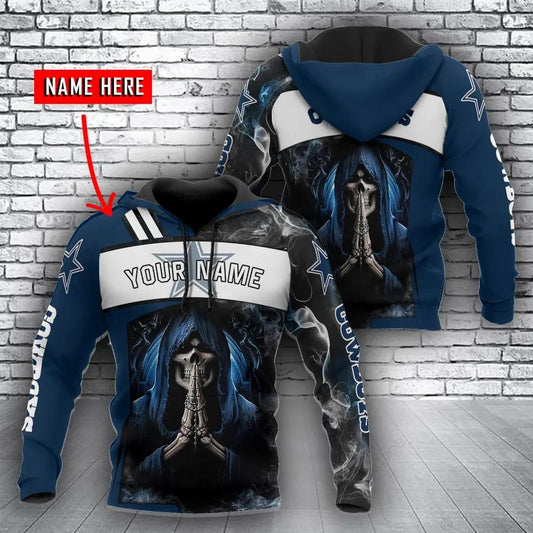Dallas Cowboys Skull Death Personalized 3D Hoodie, NFL Hoodie Moonbestprint