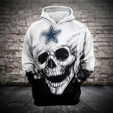 Dallas Cowboys Skull Star 3D Hoodie, NFL Hoodie Moonbestprint