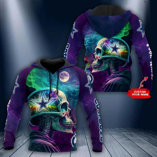 Dallas Cowboys Skull Star Personalized 3D Hoodie, NFL Hoodie Moonbestprint
