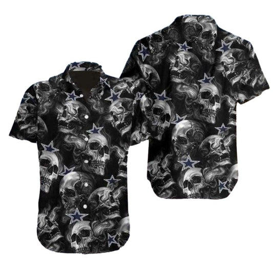 Dallas Cowboys Smoky Skull Dark Style Hawaiian Shirt - Moonbestprint