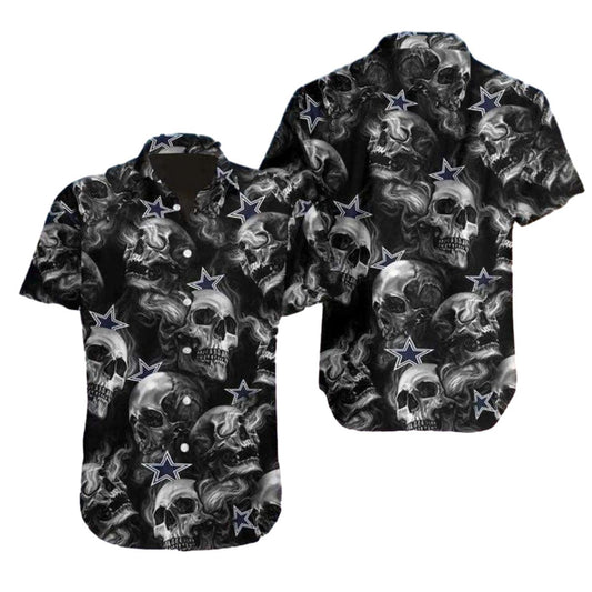 Dallas Cowboys Smoky Skull Dark Style Hawaiian Shirt - Moonbestprint