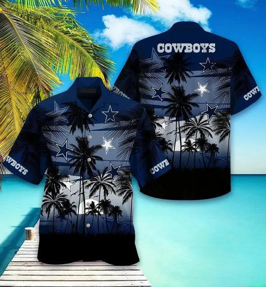 Dallas Cowboys Star In The Sky Dark Blue Hawaiian Shirt, NFL Hawaiian Shirt Moonbestprint