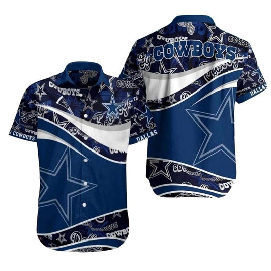 Dallas Cowboys Star Spangled Navy Wase Hawaiian Shirt - Moonbestprint
