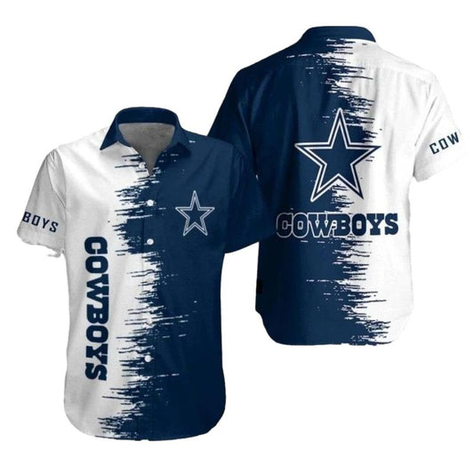 Dallas Cowboys Streaked Fan Spirit White And Blue Hawaiian Shirt - Moonbestprint
