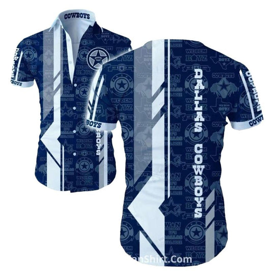 Dallas Cowboys Striped And Logo Collage Design Hawaiian Shirt - Moonbestprint
